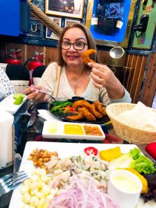 Camarão do Ocean Pacific´s restaurante em Santiago no Chile